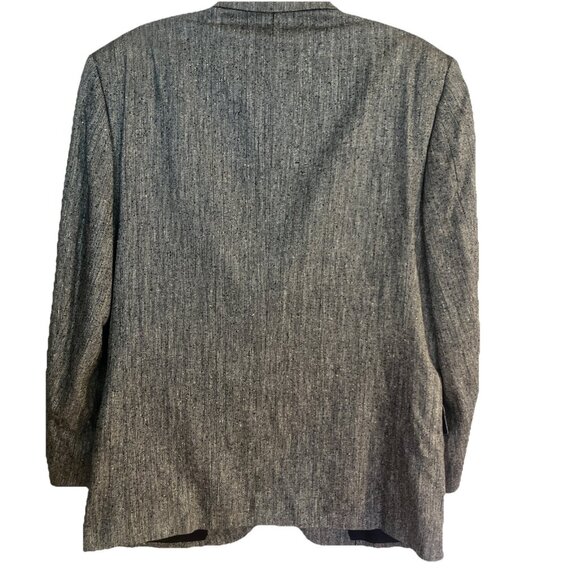Pierre Balmain Black/White Herringbone 100% Silk Blazer, Men's 42R Elegant - Picture 5 of 14